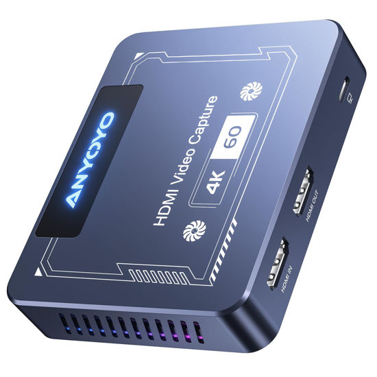 Picture of ANYOYO 4K@60Hz HDMI Capture Card, USB3.0 Game Capture Video, 4K@60FPS HD Recording, High-Speed Data Transfer, Game Capture,Video Capture Applicable for Live Game Streaming, Screen Sharing