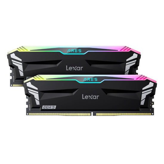 Picture of Lexar 32GB (2x16GB) ARES RGB DDR5 RAM 6400MT/s CL32 1.4V Desktop Memory - Intel XMP 3.0 & AMD Expo Compatible, Black (LD5EU016G-R6400GDLA)