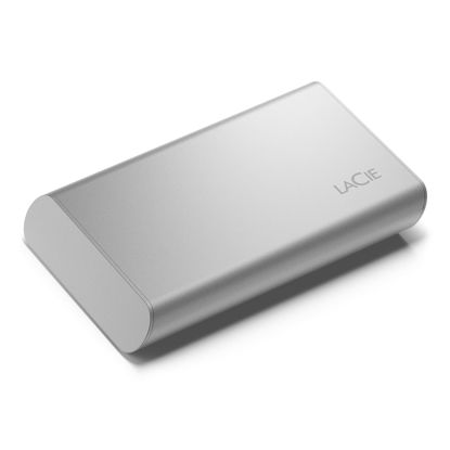 Picture of LaCie Portable SSD 1TB External Solid State Drive - USB-C, USB 3.2 Gen 2, speeds up to 1050MB/s, Moon Silver, for Mac PC and iPad, with Rescue Services (STKS1000400)