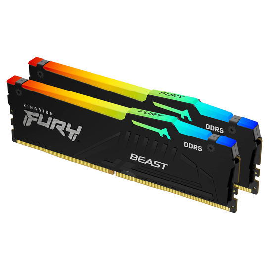 Picture of Kingston Fury Beast RGB 32GB (2x16GB) 6000MT/s DDR5 CL36 Desktop Memory Kit of 2 | Infrared Sync Technology | AMD Expo | Plug N Play | KF560C36BBEAK2-32