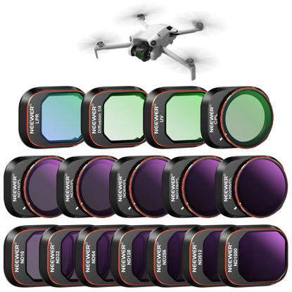 Picture of NEEWER ND & CPL & Effect Filter Set for DJI Mini 4 Pro, 16 Pack HD ND16 ND32 ND64 ND128 ND256 ND512 ND1000 ND16/PL ND32/PL ND64/PL ND128/PL ND256/PL, UV, CPL, LPR, Black Diffusion 1/4