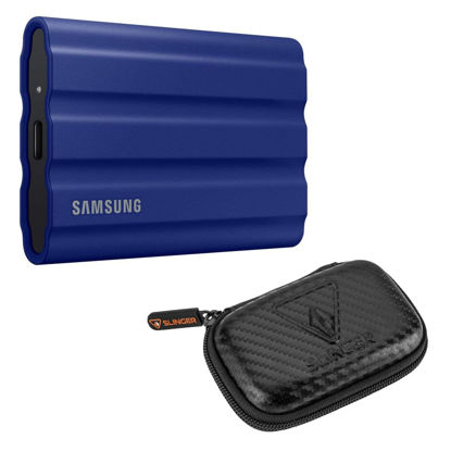 Picture of Samsung T7 Shield 2TB USB 3.2 Gen 2 Type-C Portable External SSD, Blue, with HD-2 Drive Case