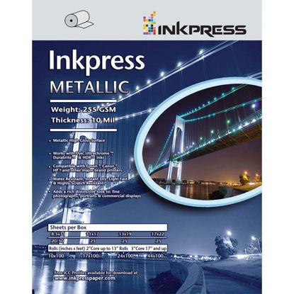 Picture of Inkpress Metallic Paper Gloss - 255 gsm, 10 mil, Metallic Glossy surface,17 x 22 - 25