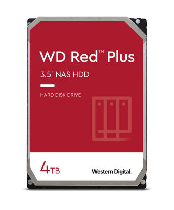 Picture of Western Digital 4TB WD Red Plus NAS Internal Hard Drive HDD - 5400 RPM, SATA 6 Gb/s, CMR, 64 MB Cache, 3.5" - WD40EFRX