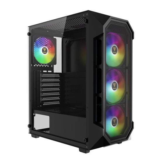 Picture of GAMDIAS ATX Mid Tower Gaming Computer PC Case Tempered Glass, Built-in 4X 120mm ARGB Case Fans, Front Airflow Mesh, Up to 6x120mm Fans, 340mm GPU/VGA, 360mm AIO/Radiator, 160mm CPU Cooler