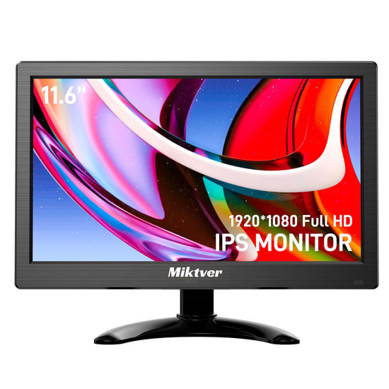 Picture of Miktver 11.6 Inch Small Monitor IPS Screen FHD 1920x1080 Mini Desktop Monitor HDMI VGA 100% sRGB 16:9 Tiny CCTV Security Monitors Displays for Laptop PC Raspi