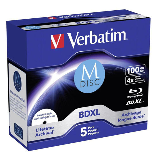 Picture of Verbatim 43834 100GB 4X MDISC BDXL Lifetime archival - 5 Pack JC