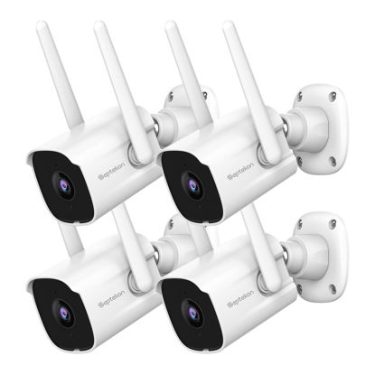 Picture of Septekon 2K Home Security Cameras, 4 Pack Wired WiFi Outdoor Security Cameras with Night Vision, Two-Way Audio, 2.4G WiFi, IP66, Motion Detection Alarm - P30