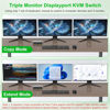 Picture of 8K@60Hz KVM Switch 3 Monitors 2 Computers 4K@144Hz, DP 1.4 Displayport KVM Switch Triple Monitor for 2 Computer Share 3 Monitor, Audio Mic Port and 3 USB3.0 Devices Support Extended and Copy Mode