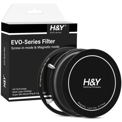 Picture of H&Y 77mm Variable ND Filter Lens Filter Variable ND3-1000 Neutral Density Filter VND Filter and CPL Filter Screw in and Magnetic Lens Filter 2 in 1 with Magnetic Adapter Ring, EVO Series