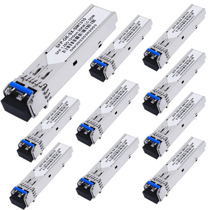 Picture of 10 Pack 1.25G SFP LC Module 1000Base-LX (SMF,1310nm,20km,DDM) Single-Mode Transceiver for Cisco GLC-LH-SMD,Ubiquiti UniFi,Meraki MA-SFP-1GB-LX10,Fortinet,Mikrotik,TP-Link,Netgear,TL-SM311LS,D-Link