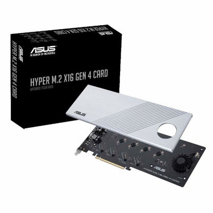 Picture of ASUS Hyper M.2 X16 PCIe 4.0 X4 Expansion Card Supports 4 NVMe M.2 (2242/2260/2280/22110) up to 256Gbps for AMD 3rd Ryzen sTRX40, AM4 Socket and Intel VROC NVMe Raid