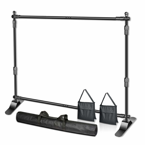 Picture of EMART 8 x 8 ft Adjustable Telescopic Tube Backdrop Banner Stand, Heavy Duty Step and Repeat Background Stand Kit for Photography Backdrop and Trade Show Display