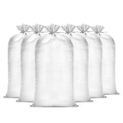 Picture of (Not Made in China) Heavy Duty Sand Bags for Flooding, Empty W/Tie Strings, UV Protection for 1600 Hours, Flood Water Barrier Sandbags,14in x 26in, Sandbag for Weight, 50lb Capacity (100 Bags)