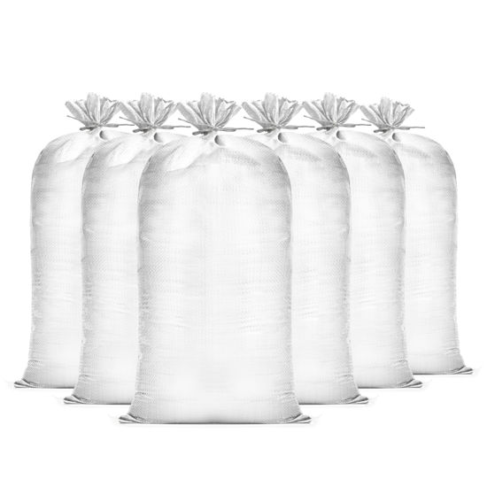 Picture of (Not Made in China) Heavy Duty Sand Bags for Flooding, Empty W/Tie Strings, UV Protection for 1600 Hours, Flood Water Barrier Sandbags,14in x 26in, Sandbag for Weight, 50lb Capacity (100 Bags)