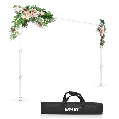 Picture of EMART Heavy Duty Backdrop Stand 8.5x10ft(HxW) Adjustable Background Support System Kit with Steel Base for Photography, Photo Backdrop Stand for Parties Birthday Video Studio - White