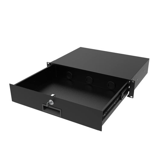 Picture of QiaoYoubang 2U Server Cabinet Case 19 Inch Rack Mount Lockable Drawer with Key, 12.6 Inch Depth