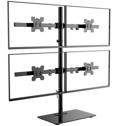 Picture of WALI Quad Monitor Stand, Height Adjustable Free-Standing Monitor Desk Mount, fits 4 Computer Screens up to 27 Inch, Holds up to 22lbs per Screen (GMF004)