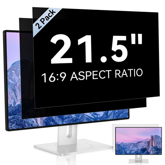 Picture of [2 Pack] 21.5 Inch Computer Privacy Screen for 16:9 Aspect Ratio Widescreen Monitor, Eye Protection Anti Glare Blue Light Computer Monitor Privacy Filter, Removable Anti-Scratch 21in Protector