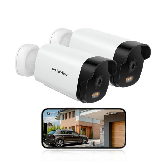 Picture of LaView 4K Security Camera Outdoor with Color Night Vision,8MP Wired Cameras for Home Security,IP65 Waterproof Camera, 24/7 Live Video,2 Way Talk,Cloud Storage/SD Slot,Compatible with Alexa(2 Pack)