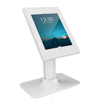 Picture of Mount-It! Anti-Theft Tablet Kiosk, Locking Countertop Tablet Enclosure with Freestanding Base, Universal Enclosure for iPads Gen 7, 8, 9 and 10, iPad Pro, iPad Air, WHITE