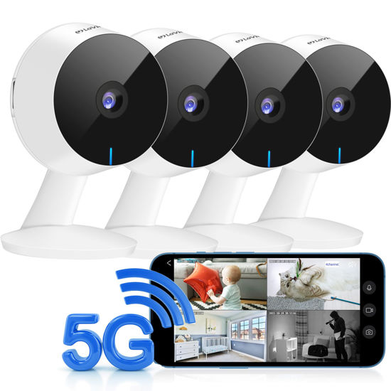 Picture of LaView 5G& 2.4GHz Security Cameras 4pcs, Home Security Camera Indoor 1080P, Wi-Fi Cameras Wired for Pet, Motion Detection, Two-Way Audio, Night Vision, Works with Alexa, iOS & Android & Web Access