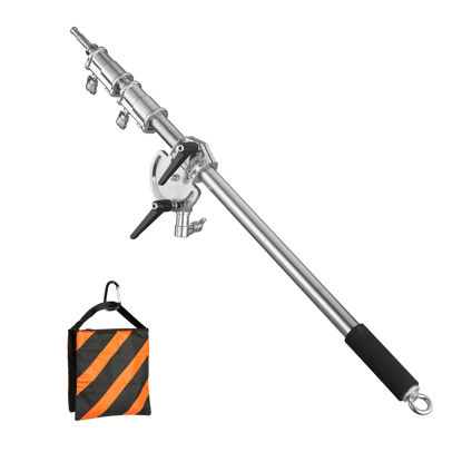 Picture of Heavy Duty Extension Boom Arm Bar for Photography C Stand and Light Stand,Adjustable 3.6-8.2ft Crossbar Holding Arm with Sand Bag for Softbox,Studio Strobe,Monolight,LED Video Light,Reflector ect.