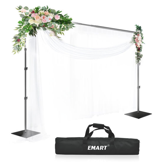 Picture of EMART Heavy Duty Backdrop Stand 8.5x10ft(HxW) Adjustable Background Support System Kit with Steel Base for Photography, Photo Backdrop Stand for Parties Birthday Video Studio - Black