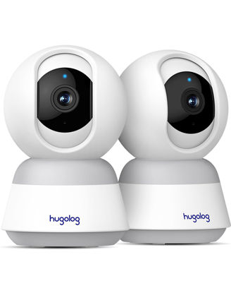 Picture of Hugolog 4K 8MP Indoor Pan/Tilt Security Camera with Auto-Focus(2pcs),Ideal for Baby Monitor/Pet Camera/Home Security,Starlight Color Night Vision,Human/Pet AI,Noise Reduction,US Cloud,Works with Alexa