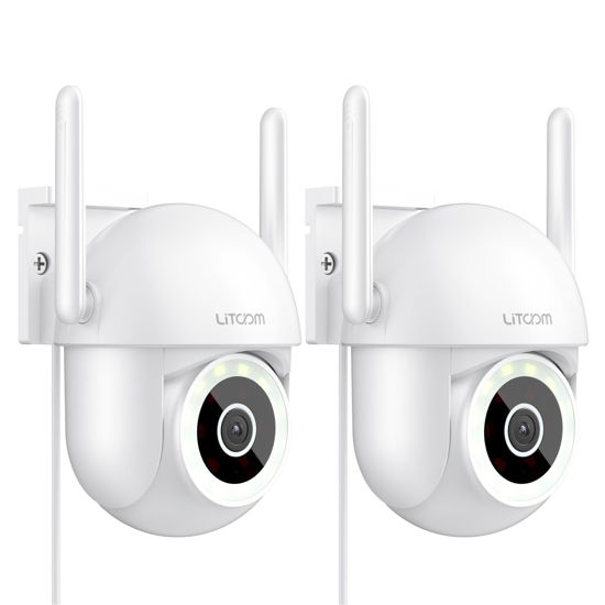 Picture of litokam 4MP Security Camera Outdoor, 2.5K Cameras for Home Security Outside with 360° PTZ, Color Night Vision, WiFi Camera with Siren, Auto Tracking & AI Motion Detection, 2-Way Talk (2 Pack)