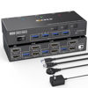 Picture of Dual Monitor KVM Switch USB 3.0 HDMI KVM Switch 2 Monitors 3 Computers 4K@60Hz 2K@144Hz, EDID Emulator, Dual Monitor KVM Switch with 4 USB 3.0 Ports,Wired Remote and Cables Included