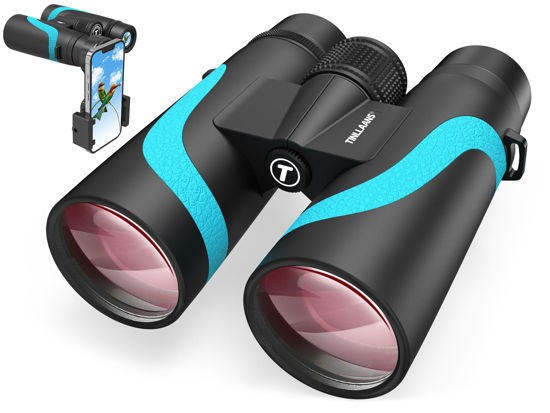 Picture of 15x55 HD Binoculars for Adults High Powered,8° Wide Angle Binoculars,367/1000yds,BAK4 Prism FMC Lens,IPX7 Waterproof Binoculars for Bird Watching Hiking Travel Sports with Phone Adapter(Blue)