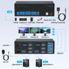 Picture of KVM Switch 3 Monitors 2 Computers HDMI 4K60Hz USB3.0 KVM Switch 2 Ports with 4 USB Ports for 2 Computers Sharing Triple Monitor and 4 USB Devices Support Extended & Copy Mode with 2 USB Cables