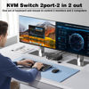 Picture of 8K KVM Switch Dual Monitor with USB3.0 Ports for 2 PCs Share USB Devices, HDMI KVM Switch 2 Monitors 2 Computers Support 8K@60Hz 4K@144Hz/120Hz, Wired Remote Controller, Button Switch