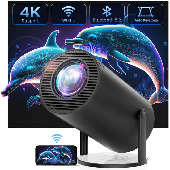 Picture of Mini Projector with WiFi and Bluetooth, 4K 1080P Support Portable Projector,180° Rotation & Auto Keystone,Big Screen Home/Outdoor Movie Projector for Phone/TV Stick/Laptop/HDMI/USB