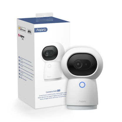 Picture of Aqara 2K Security Indoor Camera Hub G3, AI Facial and Gesture Recognition, Infrared Remote Control, 360° Viewing Angle via Pan and Tilt, Works with Alexa, HomeKit Secure Video, Google Assistant, IFTTT