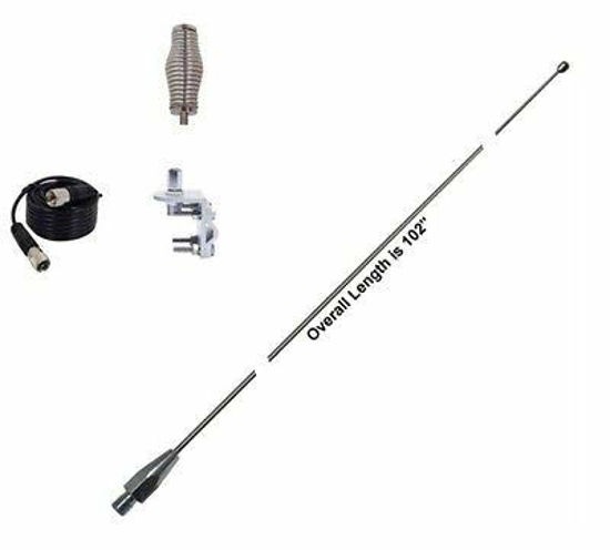 Picture of Hustler 102 Inch Whip CB Ham Antenna Stainless Steel - 18 ft Coax - Spring & Mount