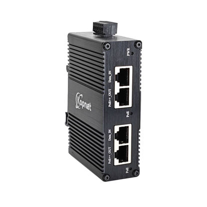 Picture of Industrial 2ch PoE Injector Gigabit 90W PoE++ Injector IEEE 802.3bt POE Plus Adapter Hardened 2 Ports 48V POE Midspan Power Over Ethernet with 12-56V DC 24~48V AC Input DIN Rail Mount