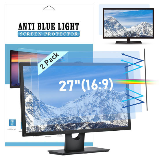 Picture of LAMA 2 Pack 27 Inch Universal Blue Light Blocking Screen Protector for 27" 16:9 Diagonal Desktop Monitor,Anti Blue Light,Anti Glare,Anti-UV,Blue Light Filter for Reduce Eye Strain(W*H:23.54"x13.26")