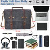 Picture of Mens Messenger Bag 15.6 Inch Waterproof Vintage Genuine Leather Waxed Canvas Briefcase Large Satchel Shoulder Bag Rugged Leather Computer Laptop Bag, Grey