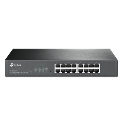 Picture of TP-Link 16 Port Gigabit Switch Easy Smart Managed Plug & Play Desktop/Rackmount Sturdy Metal w/ Shielded Ports Support QoS, Vlan, IGMP & Link Aggregation (TL-SG1016DE),Black