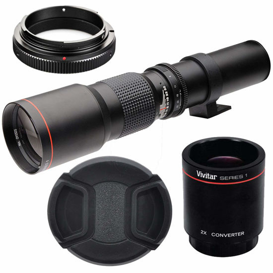 Picture of Big Mike’s High-Power 500mm/1000mm f/8 Manual Telephoto Lens for Nikon DSLR, Black