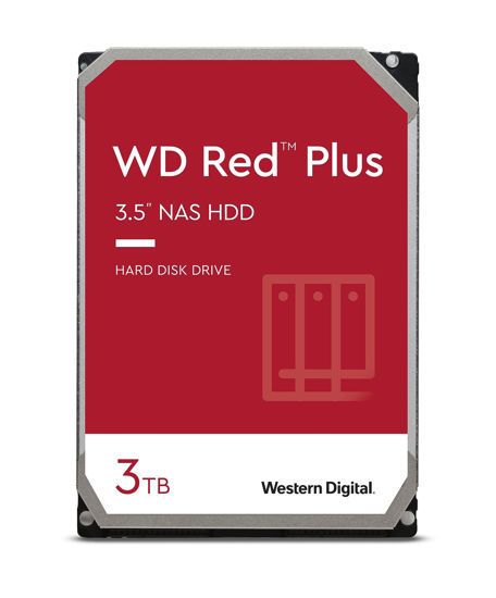 Picture of Western Digital 3TB WD Red Plus NAS Internal Hard Drive HDD - 5400 RPM, SATA 6 Gb/s, CMR, 64 MB Cache, 3.5" - WD30EFRX