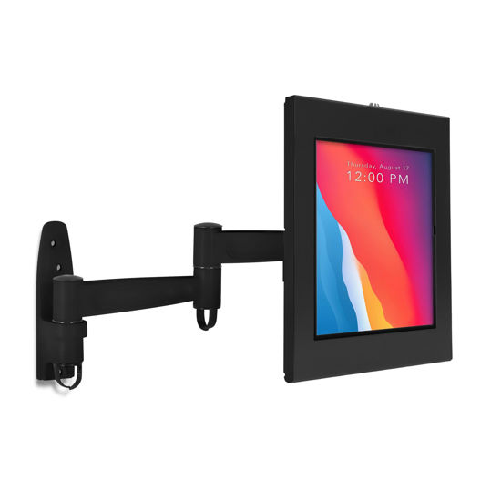 Picture of Mount-It! Anti-Theft Tablet Kiosk Wall Mount Compatible with iPad 10, 9, 8, iPad Pro 10.5, iPad Air 10.5, Locking Kiosk for iPad, Steel Full Motion Wall Mounted Kiosk, Black