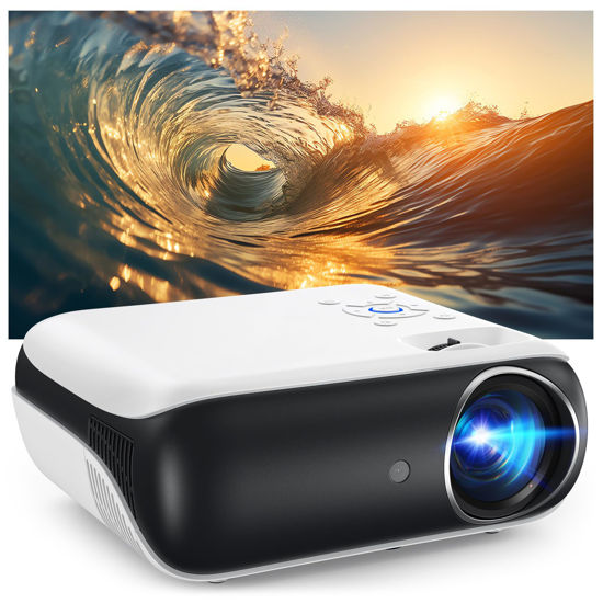 Picture of HAPPRUN Projector, Native 1080P Bluetooth Projector, Portable Outdoor Movie Projector, Full HD Mini Projector with Speaker for Home Bedroom, Compatible with Smartphone,HDMI,USB,AV,Fire Stick,PS5