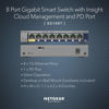 Picture of NETGEAR 8-Port Gigabit Ethernet Smart Switch (GS108T) - Managed, with 1 x PD Port, Optional Insight Cloud Management, Desktop or Wall Mount, Silent Operation, and Limited Lifetime Protection,Black