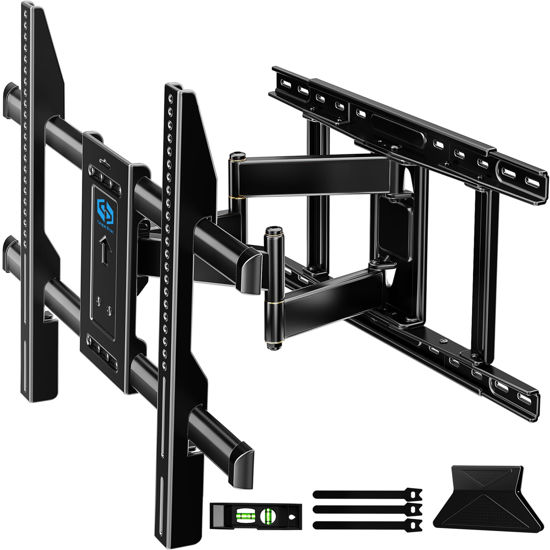 Picture of Supcline Heavy Duty Swivel TV Wall Mount for Most 42"-80" Flat TVs, Max VESA 600x400 up to 132Lbs Fits 8-24 Inch Studs, Full Motion Articulating Wall Mount TV Bracket, Tilt, Pull Out, Adjustable S4601