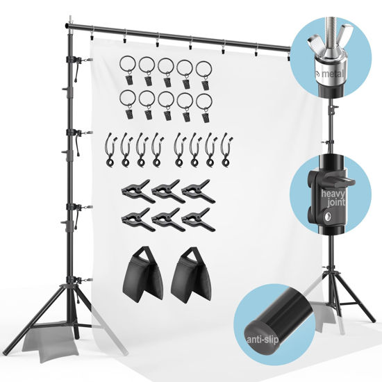 Picture of LimoStudio 10 ft. Wide x 10 ft. High (New Generation) Upgrade Heavy Duty Backdrop Stands, Metal Head Cap Design, Enhanced Joints, No Wobble, Anti Slip Rubber Shoes, Complete Accessory, AGG3132