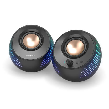 Picture of Creative Pebble X 2.0 USB-C Computer Speakers with Customizable RGB Lighting, Bluetooth 5.3, USB Audio, Up to 15W RMS Power for PC and Mac