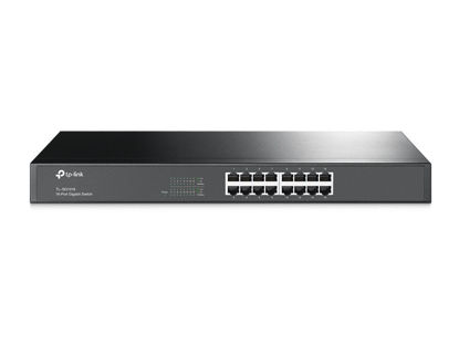 Picture of TP-Link TL-SG1016 | 16 Port Gigabit Ethernet Switch | Plug & Play | Sturdy Metal, Shielded Ports, Rackmount, Fanless, Black | 3 Year Manufacturer Warranty | Unmanaged